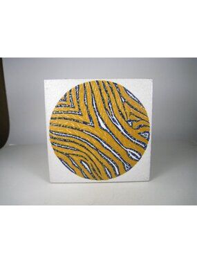 Vintage Square Ceramic Tile Italy Abstract Zebra Pattern Animal Print 8 In